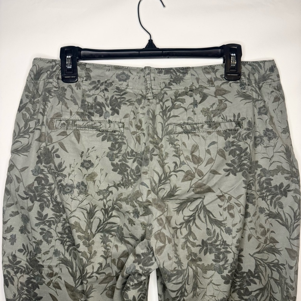 J.Jill Floral Print Ankle Pants Green Stretch Cotton Casual Cropped Size 10 Tall - Picture 7 of 10
